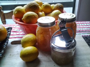 Lemon jams with fresh lemons from our tree