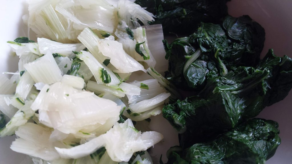 blanched silverbeet, cut